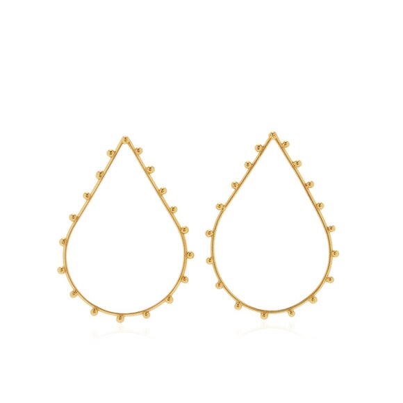 Sylvia Toledano Teardrop Dots Earrings Womens 22K Gold Plated Turquoise 3" Post - Picture 1 of 11